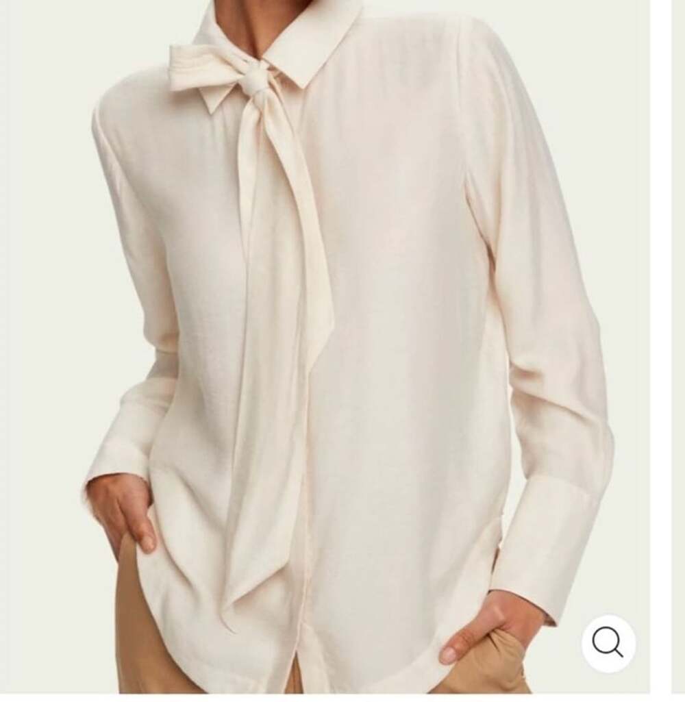 Scotch & Soda Bow Neck Long Sleeve Button Down Shirt